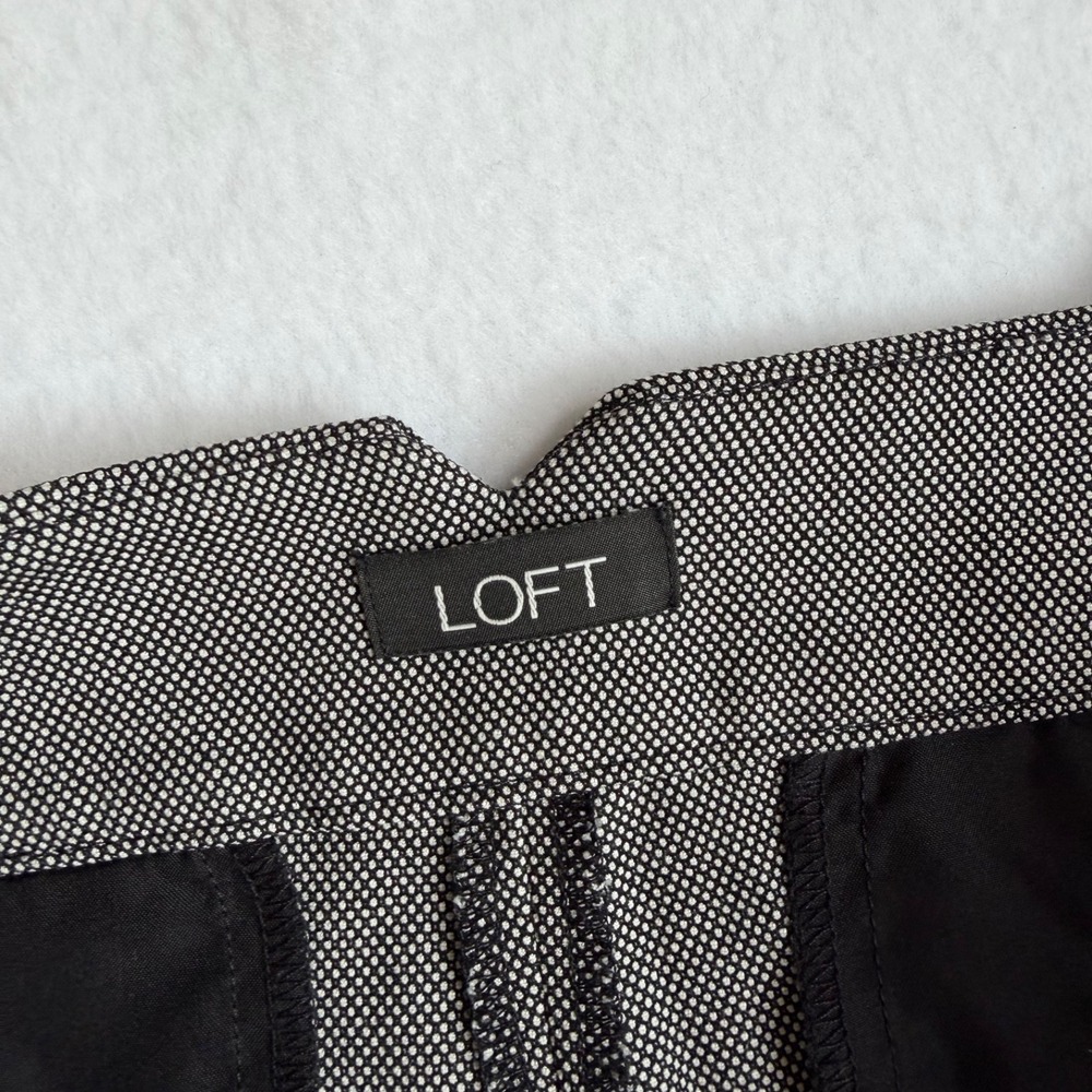 LOFT Marisa Trouser Pants Women Size 10 Black White Career Stretch Straight - Picture 3 of 8